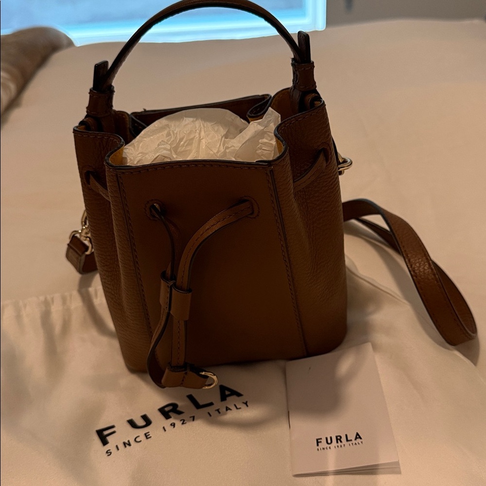 Furla Tan Leather Bucket Bag